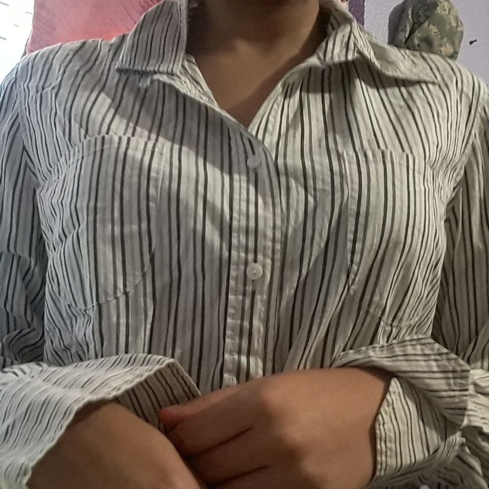 White stripes button up